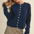 Marled Knit Sweater Cardigan - MIDNIGHT BLUE