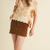 Mock Neck Floral Sweater VesT - BRONZE BROWN