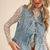 Quilted Printed Denim Ruffle Trim - LIGHT DENIM