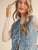 Quilted Printed Denim Ruffle Trim - LIGHT DENIM