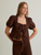 Short Sleeve Square Neck Tie Front Open Top