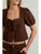 Short Sleeve Square Neck Tie Front Open Top