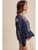 Embroidered Peplum Blouse - NAVY
