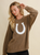 Horse Shoe Pullover Sweater - BROWN