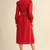 Striped Contrast Binding Detail Belted Midi Dress - RUBY RED