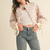 Floral Quilted Jacket with Ribbon Detail - IVORY PINK FLORAL