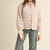 Floral Quilted Jacket with Ribbon Detail - IVORY PINK FLORAL