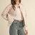 Floral Quilted Jacket with Ribbon Detail - IVORY PINK FLORAL