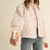 Floral Quilted Jacket with Ribbon Detail - IVORY PINK FLORAL