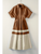 Colorblock Button-Up Cotton Midi Dress - BROWN