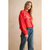 Merci Letter Patch Sweater Top - RED
