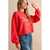 Merci Letter Patch Sweater Top - RED