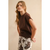 Loose Fit Short Sleeve Sweater Top - CHOCOLATE