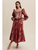 Floral Corset Ruffle Midi Dress - CRIMSON