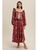 Floral Corset Ruffle Midi Dress - CRIMSON