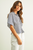 Stripe Button Front Shirts with Pleated Waist Detail - Blue