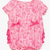 Baby Girls Pink Cottontail Toile Knit Short Sleeve Bow Bubble Romper