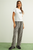 Gingham Pattern Elastic Band Waist Pants - BLACK & WHITE