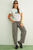 Gingham Pattern Elastic Band Waist Pants - BLACK & WHITE