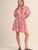 Striped Ruffled Button Down Mini Dress - BERRY RED SRTIPE