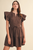 Embroidered Seam Pin Tuck Detail Mini Dress - COCOA BROWN