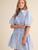Striped Smocked Bodice Mini Dress - LT BLUE WHITE STRIPE