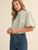 Striped Ruffled Button Down Top - SEAFOAM GREEN