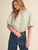 Striped Ruffled Button Down Top - SEAFOAM GREEN