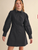 Pin Tuck Detail Button Down Mini Dress - BLACK