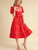 Embroidered Puff Sleeve Tiered Midi Dress - CHERRY RED