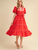 Embroidered Puff Sleeve Tiered Midi Dress - CHERRY RED