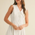 Doll Collar Lace Trim Midi Dress - OFF WHITE