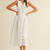 Doll Collar Lace Trim Midi Dress - OFF WHITE