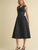 Doll Collar Lace Trim Midi Dress - BLACK