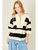 Pullover Oversized Comfy Striped Sweatshirts Top - BLACK & CREAM