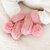 Garter Stitch Baby Booties Rosy with Pom Poms