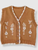 100% Cotton Knit Sweater Vest with Floral Embroidery - Mustard
