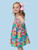 Girls Picnic Party Patchwork Cotton Gauze Flutter Bow Woven Dress