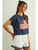 Mixed Fabric Flag Patched Dolman Sleeve Top