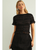 Chiffon Short Sleeve Button Front Top - BLACK