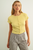 Button Front Ribbed Top - Custard