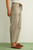 Striped Pattern Washed Barrel Pants with Belt - Olive