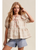 Striped Floral Lace Trim Peasant Blouse - TAUPE