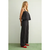 Stitch Detailed Wide Leg Linen Pants - Navy