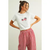 Gingham Pattern Elastic Band Waist Pants - RED/WHITE