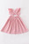 PINK VELVET RUFFLE SUSPENDER DRESS