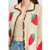 STRAWBERRY PRINT CONTRASTED CARDIGAN