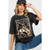 WILD WEST COWBOY STAY WILD OVERSIZED GRAPHIC MINERAL WASHED T SHIRT - BLACK