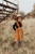 GIRLS KHAKI RUFFLE SUSPENDER DRESS