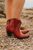 LD RED EMBROIDERY & ZIPPER ANKLE BOOT - L5704